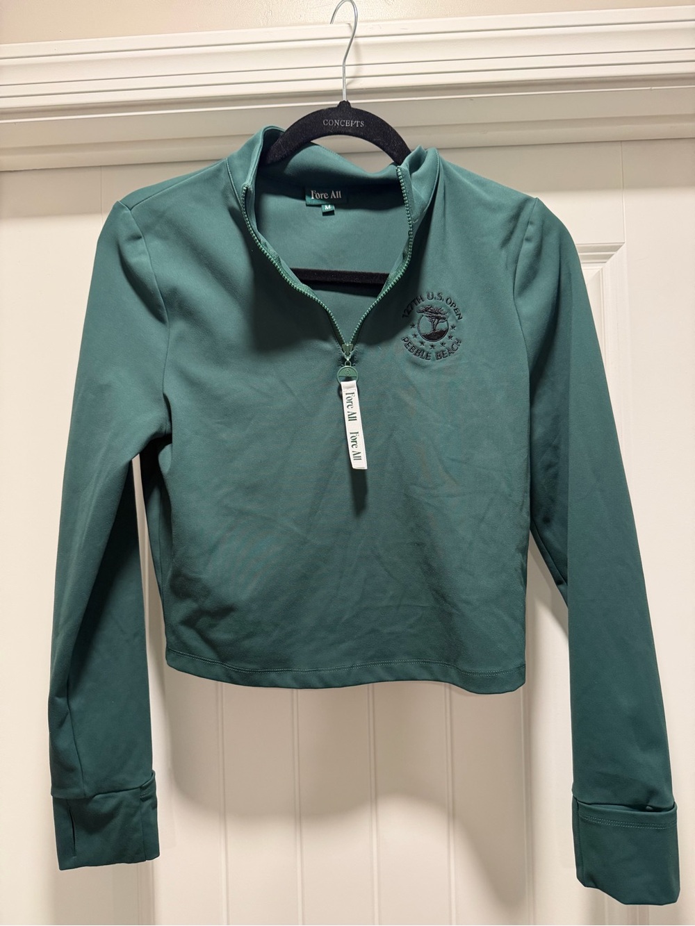 Fore All Dark Green Quarter-Zip Long Sleeve Crop Top